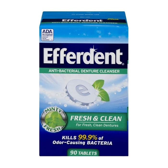 Efferdent Plus Anti-Bacterial Denture Cleanser Mint 90 Tablets