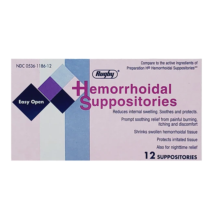 Rugby Hemorrhoidal Suppositories - 12 Suppositories