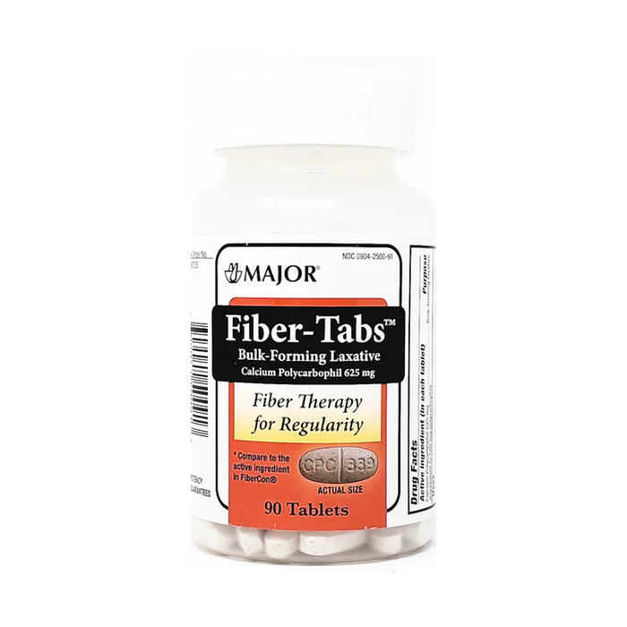 Major Fiber-Tabs Calcium Polycarbophil Tablets, 625 mg, 90 Count