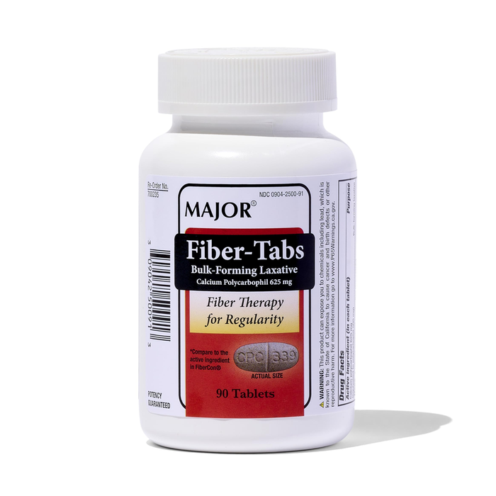 Major Fiber-Tabs Calcium Polycarbophil Tablets, 625 mg, 90 Count