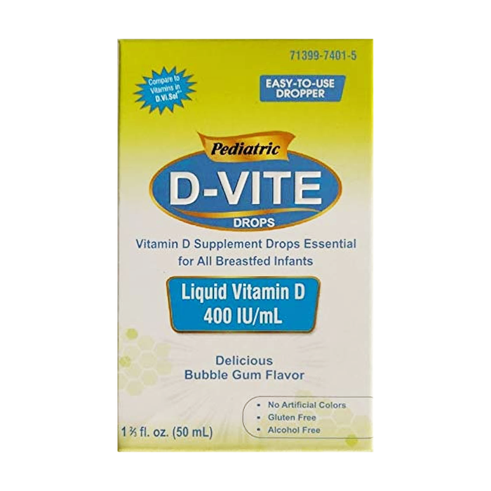 Pediatric D-Vite Liquid Vitamin D 400 IU/ml (50 ml) - Bubble Gum Flavor