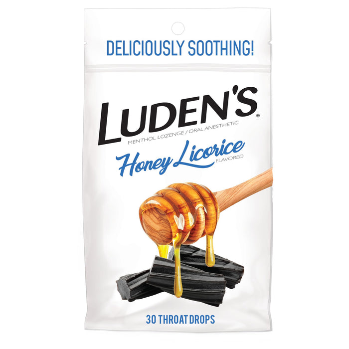 Ludens Menthol Lozenge/Oral Anesthetic Throat Drops, Honey Licorice 30 Count