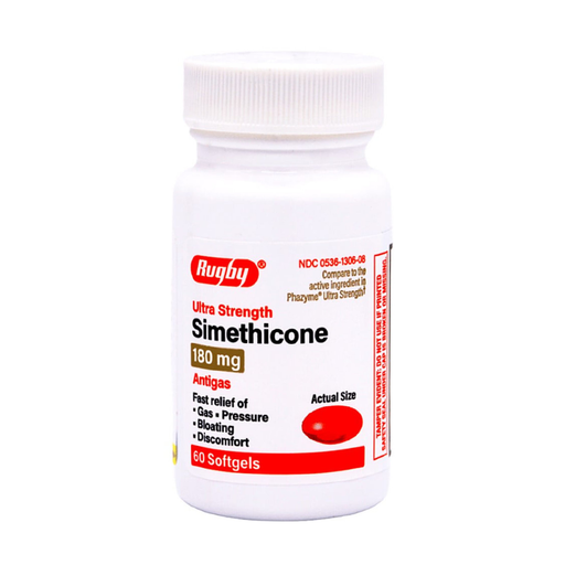 Rugby Ultra Strength Simethicone 180 mg Antigas - 60 Softgels | Phazyme - RMS PRODUCTS