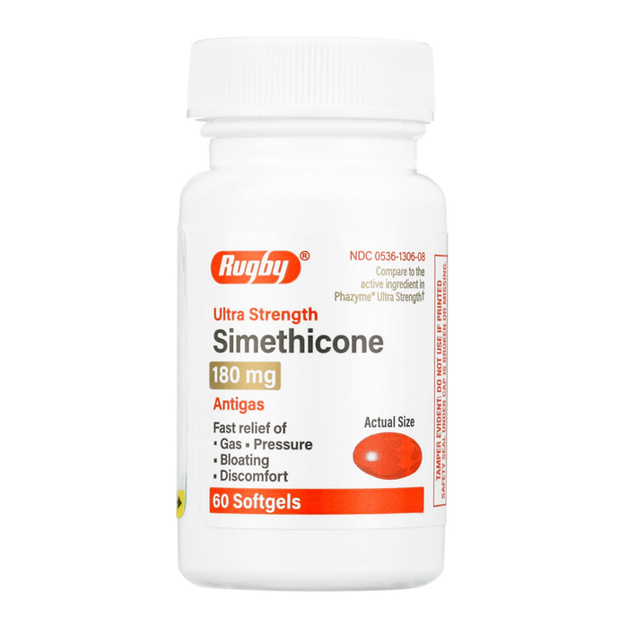 Rugby Ultra Strength Simethicone 180 mg Antigas - 60 Softgels