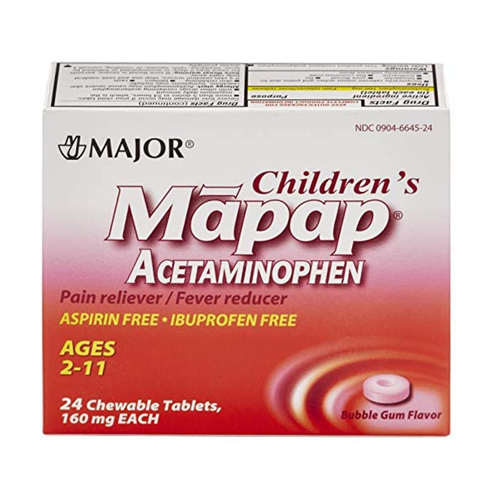 Major Children's Mapap Bubblegum Chewable Tabs 160 mg 24 Tabs