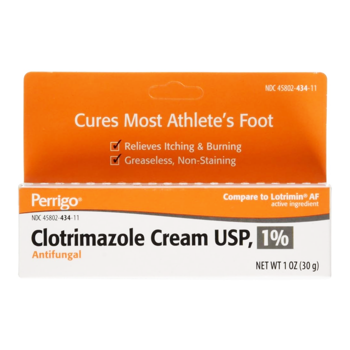 Perrigo Clotrimazole Cream USP 1%, Antifungal - Cures Most Athlete's Foot - 1 oz tube