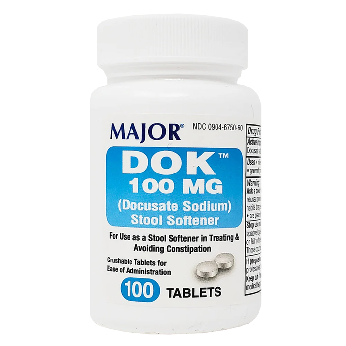 Major DOK Docusate Sodium Stool Softener 100 mg - 100 Tablets