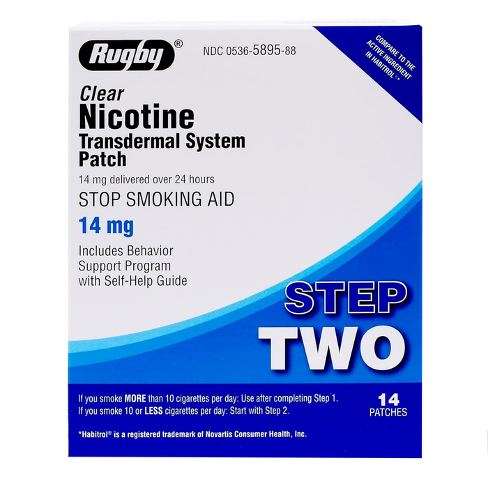 Rugby Clear Nicotine Transdermal System Patch 14mg Step 2 - 14 Patches