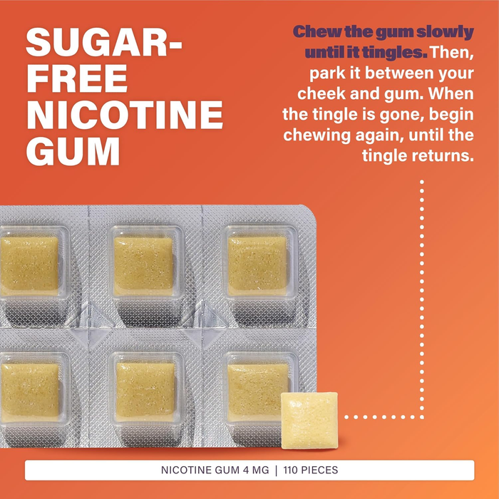 Rugby Nicotine Polacrilex Gum 4mg – Sugar Free Original Flavor – 110 Pieces | Stop Smoking Aid for Heavy Smokers