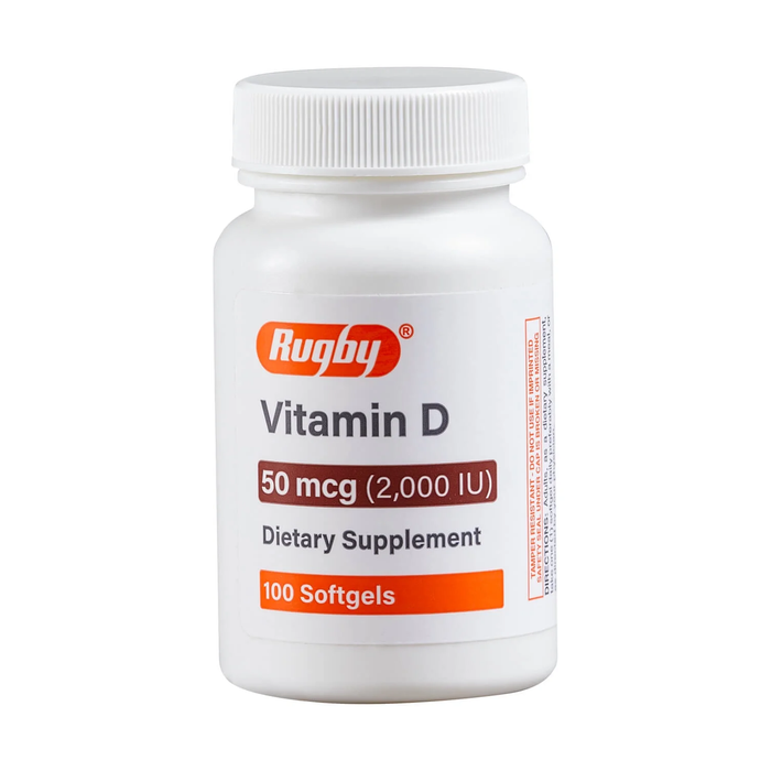 Rugby Vitamin D Dietary Supplement 50 mcg (2000 IU) – 100 Softgels