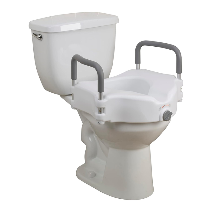 Drive Medical RTL12027RA 2-in-1 Raised Toilet Seat with Removable Padded Arms