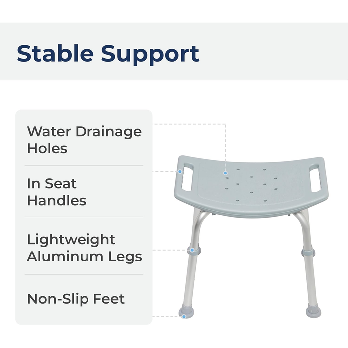 Drive Medical RTL12203KDR Adjustable Shower Chair with Suction Feet